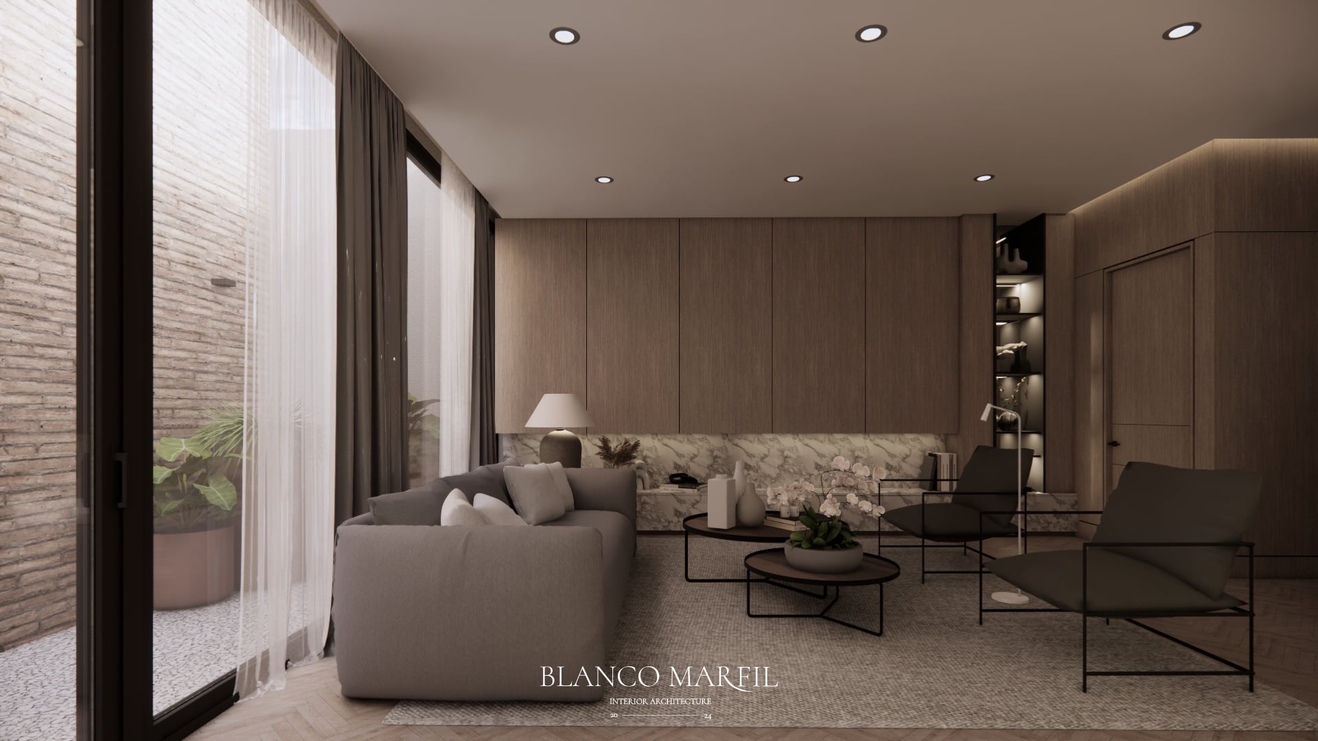 Sala principal con visillos